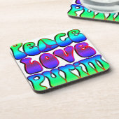 Peace Liebe Purim Getränkeuntersetzer (Linke Seite)