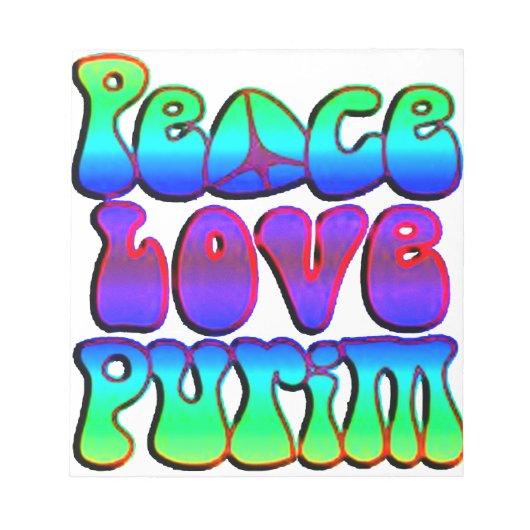 Peace Liebe Purim Notizblock (Vorderseite)