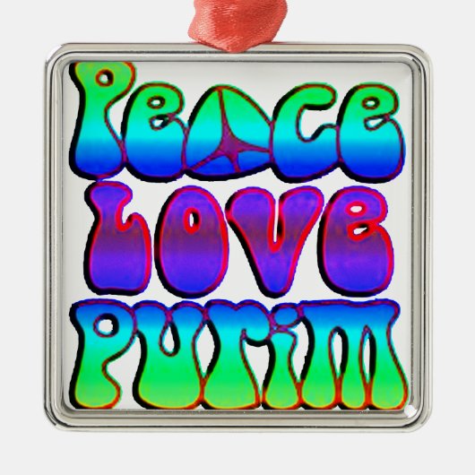 Peace Liebe Purim Silbernes Ornament (Vorne)