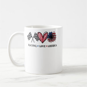 Peace Liebe Racing Flag America Racing Liebhaber Kaffeetasse