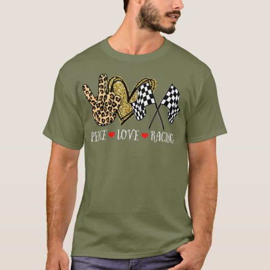 Peace Liebe Racing Leopard Racing Liebhaber T-Shirt (Vorderseite)