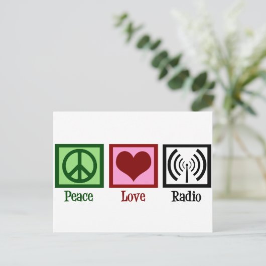 Peace Liebe Radio Postkarte (Stehend Vorderseite)