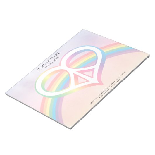 Peace & Liebe Rainbow 11" x 8,5" Notepad Notizblock (angewinkelt)