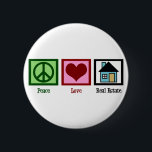 Peace Liebe Real Anwesen Company Button<br><div class="desc">Hübsche echte Anwesen Geschenke für eine Immobilie,  eine Aktiengesellschaft,  einen Hypothekenmakler,  einen Kreditberater oder sogar einen neuen Hausbesitzer. Ein Friedensschild,  ein Herz und ein Haus.</div>