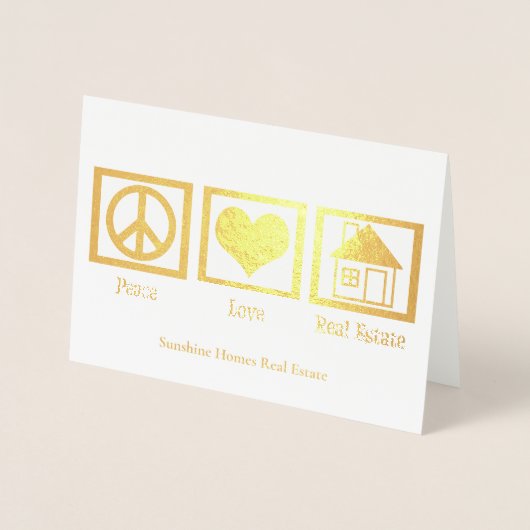 Peace Liebe Real Anwesen Company Holiday Custom Go Folienkarte (Vorderseite)