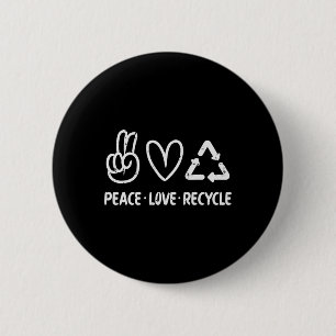 Peace Liebe Recycelte Earth Day Recycelnd Hippie M Button