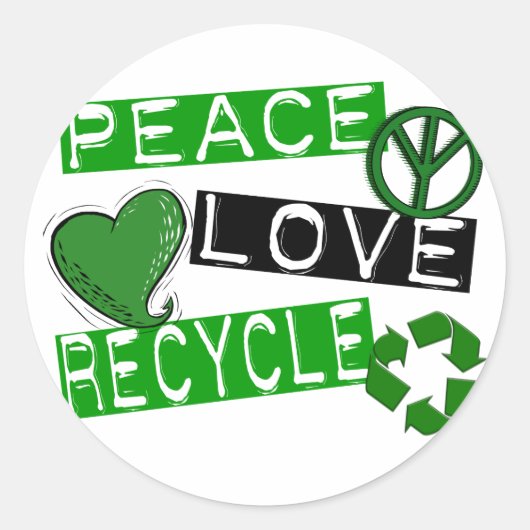 PEACE LIEBE RECYCLE 1 T - Shirt & Geschenke Runder Aufkleber (Vorderseite)
