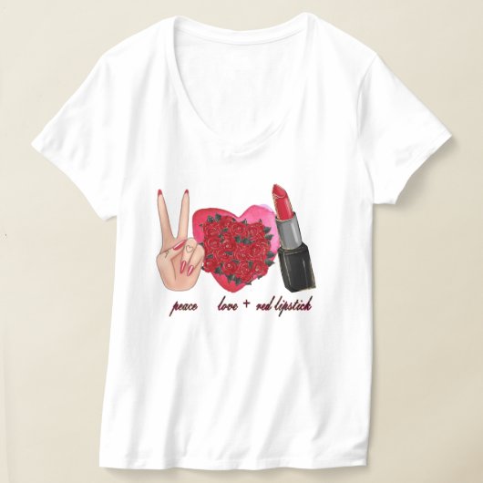 "Peace Liebe Red Lippenstift " FrauenT - Shirt. T-Shirt (Ablage )