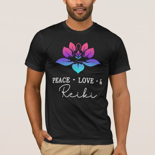 Peace Liebe Reiki Chakra Spirituelle Meditation T-Shirt (Vorderseite)