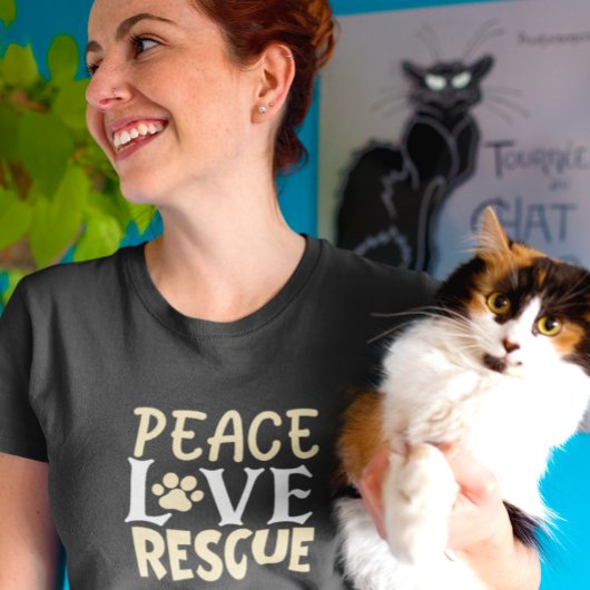 Peace Liebe Rescue Dog Cat Lover T-Shirt