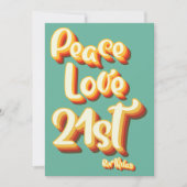 Peace Liebe Retro Groovy Sunset 21. Geburtstag Einladung (Vorderseite)