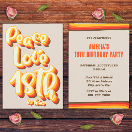 Peace Liebe Retro Groovy Sunset Gray 18. Geburtsta Einladung