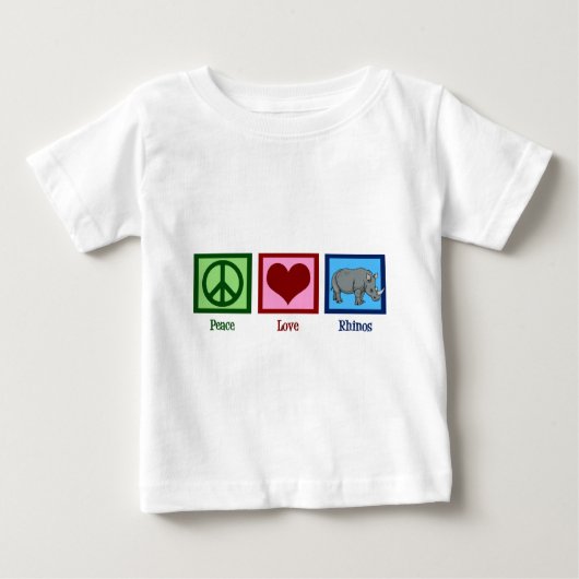Peace Liebe Rhinos Baby T-shirt (Vorderseite)
