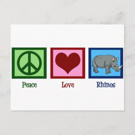 Peace Liebe Rhinos Postkarte (Vorderseite)
