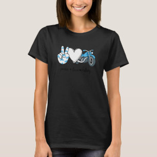 Peace Liebe Riding Peace Hand Sign Motorrad T-Shirt