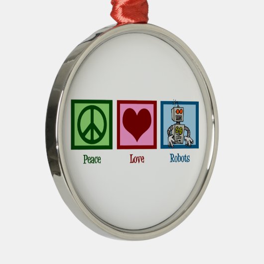 Peace Liebe Roboter Niedlich Weihnachten Silbernes Ornament (Rechts)