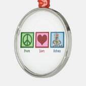 Peace Liebe Roboter Niedlich Weihnachten Silbernes Ornament (Links)