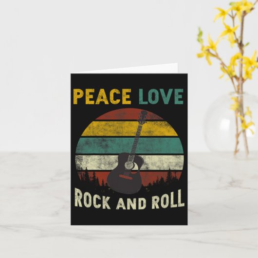 Peace Liebe Rock & amp: Roll Guitar Player Gitarri Karte (Gelbe Blume)