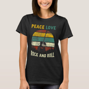 Peace Liebe Rock and Roll Gitarre Retro Vintag T-Shirt