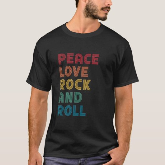 Peace Liebe Rock and Roll Retro Rock Music T-Shirt (Vorderseite)