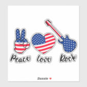 Peace Liebe Rock July Vierte Patriotic USA Flag Aufkleber (Blatt)