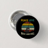 Peace Liebe & Rock & Roll Guitarist V Button (Vorne & Hinten)