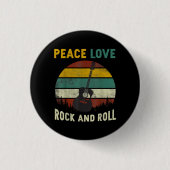 Peace Liebe & Rock & Roll Guitarist V Button (Vorderseite)
