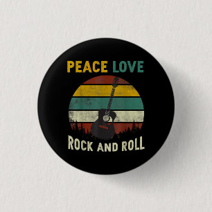 Peace Liebe & Rock & Roll Guitarist V Button