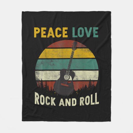 Peace Liebe & Rock & Roll Guitarist V Fleecedecke (Vorderseite)