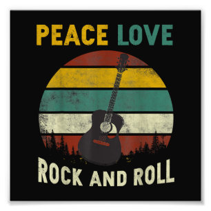 Peace Liebe & Rock & Roll Guitarist V Fotodruck