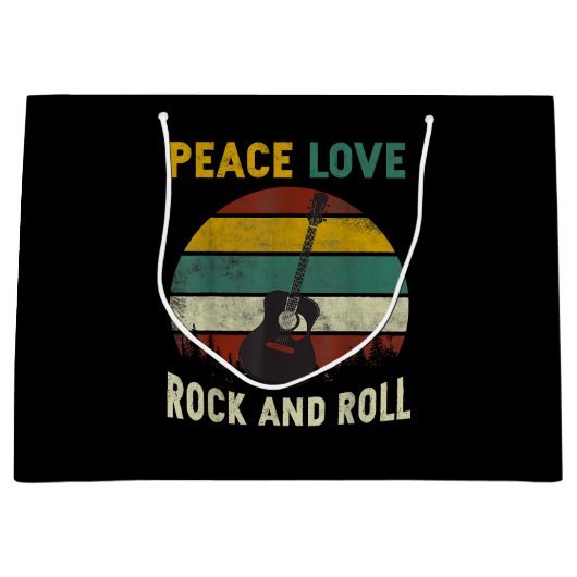 Peace Liebe & Rock & Roll Guitarist V Große Geschenktüte (Vorderseite)