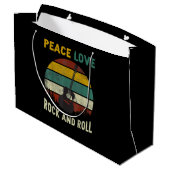 Peace Liebe & Rock & Roll Guitarist V Große Geschenktüte (Rückseite Schrägansicht)