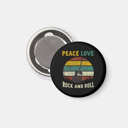 Peace Liebe & Rock & Roll Guitarist V Magnet (Vorderseite/Rückseite)