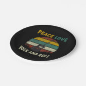 Peace Liebe & Rock & Roll Guitarist V Pappteller (Schrägansicht)