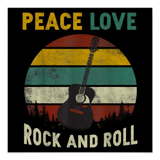 Peace Liebe & Rock & Roll Guitarist V Poster (Vorderseite)