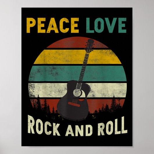 Peace Liebe & Rock & Roll Guitarist V Poster (Vorne)