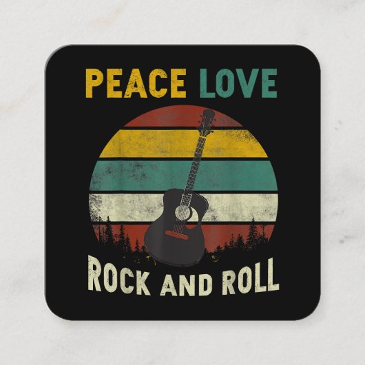 Peace Liebe & Rock & Roll Guitarist V Quadratische Visitenkarte (Vorderseite)