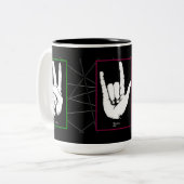 Peace Liebe Rock Signs Schwarze Tasse (Vorderseite Links)