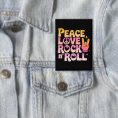 Peace Liebe Rock'n'Roll - Music-Inspiriert Typogra Button (Insitu)