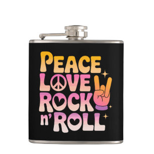 Peace Liebe Rock'n'Roll - Music-Inspiriert Typogra Flachmann