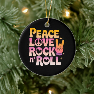 Peace Liebe Rock'n'Roll - Music-Inspiriert Typogra Keramik Ornament