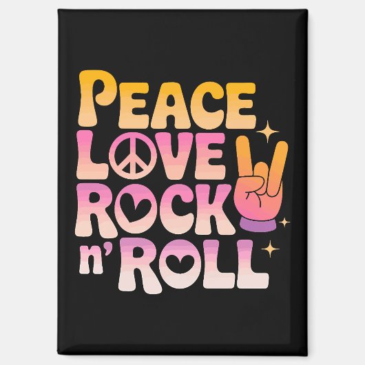 Peace Liebe Rock'n'Roll - Music-Inspiriert Typogra Magnet (Vorderseite)