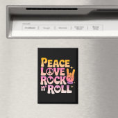Peace Liebe Rock'n'Roll - Music-Inspiriert Typogra Magnet (In Situ (Geschirrspüler))