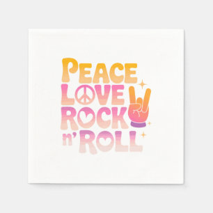 Peace Liebe Rock'n'Roll - Music-Inspiriert Typogra Serviette