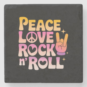 Peace Liebe Rock'n'Roll - Music-Inspiriert Typogra Steinuntersetzer