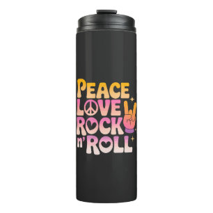 Peace Liebe Rock'n'Roll - Music-Inspiriert Typogra Thermosbecher