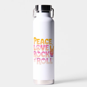 Peace Liebe Rock'n'Roll - Music-Inspiriert Typogra Trinkflasche