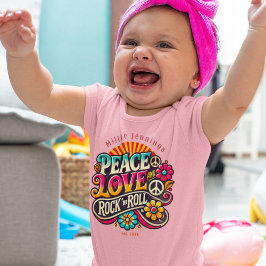 Peace Liebe RocknRoll Retro 70er Vintag Psychedeli Baby Strampler