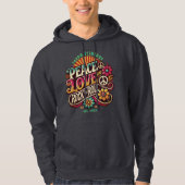 Peace Liebe RocknRoll Retro 70er Vintag Psychedeli Hoodie (Vorderseite)