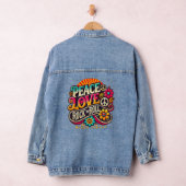 Peace Liebe RocknRoll Retro 70er Vintag Psychedeli Jeansjacke (Hangar)
